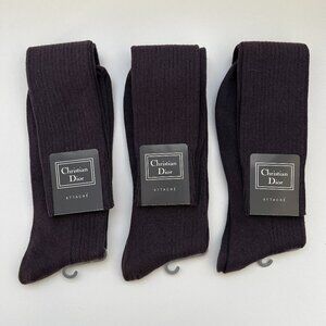 Lot of 3 Christian Dior Hosiery Mens Dress Socks Cotton Blend Color Graph VTG